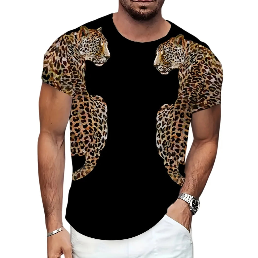 Men's T-Shirt with Diversified Leopard Print and Novel Patterns 3D Printed for Summer Street Fashion Daily Leisure and Sports
