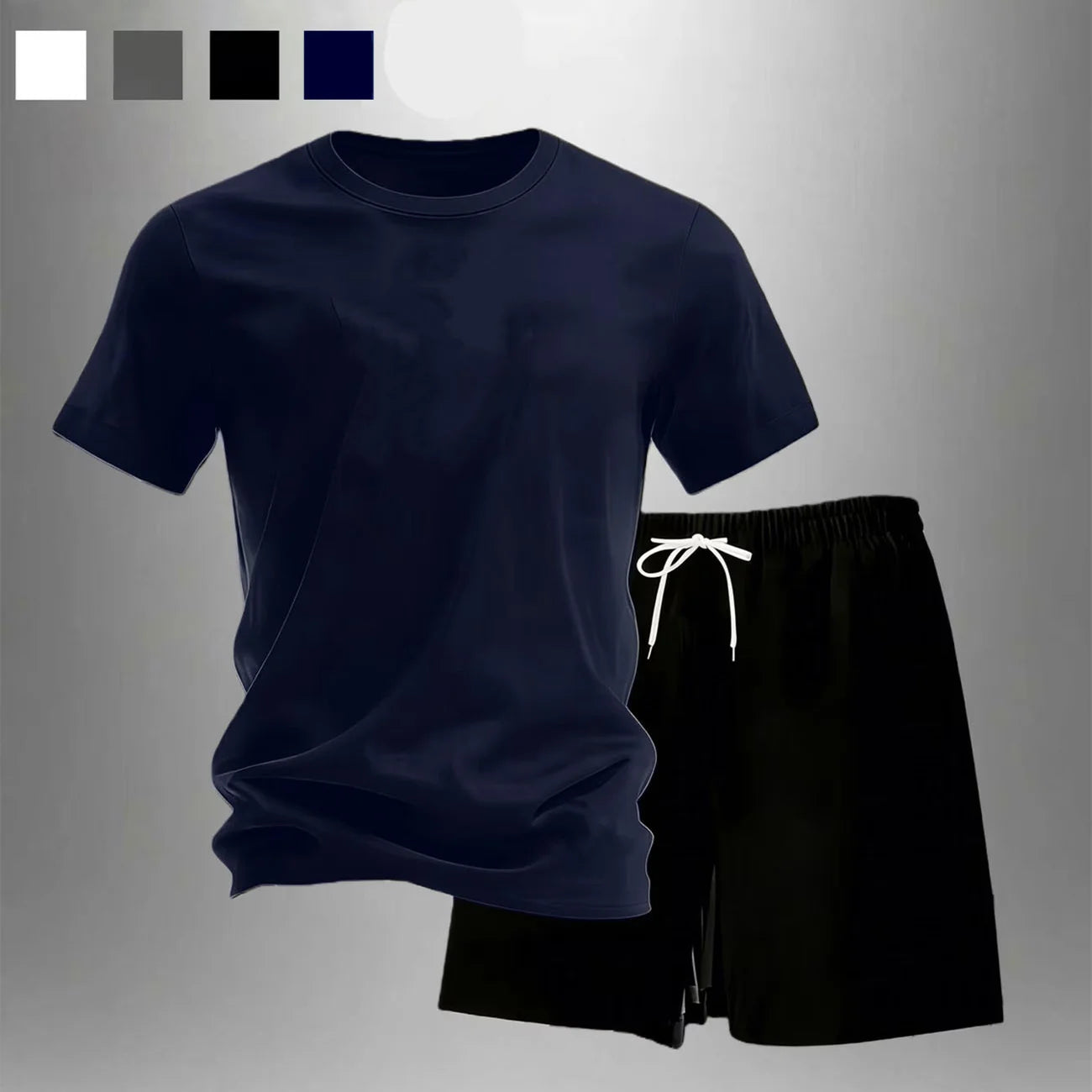 2026 Casual Sports 2-piece sets Solid colors Mesh Breathable short sleeved T-shirt+shorts Sets jogging Running Sets Man Summer