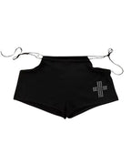 Streetwear Aesthetic Hot Pants Women White Cross Print Side Tie Low Rise Micro Shorts 2026