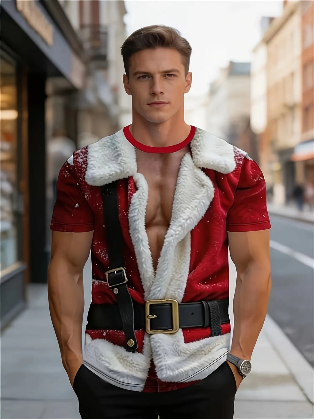 Christmas New Men'S Short Sleeve T-Shirt Casual Holiday Party Festive Attire Suitable for Christmas Gifts And Family Gatherings