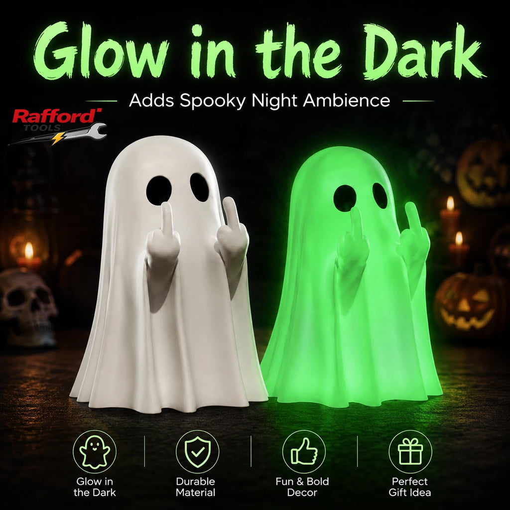 Cute Middle Finger Ghost Statue, Small Halloween Decor for Home, Centerpiece for Coffee Table, Adorable Horror Figure