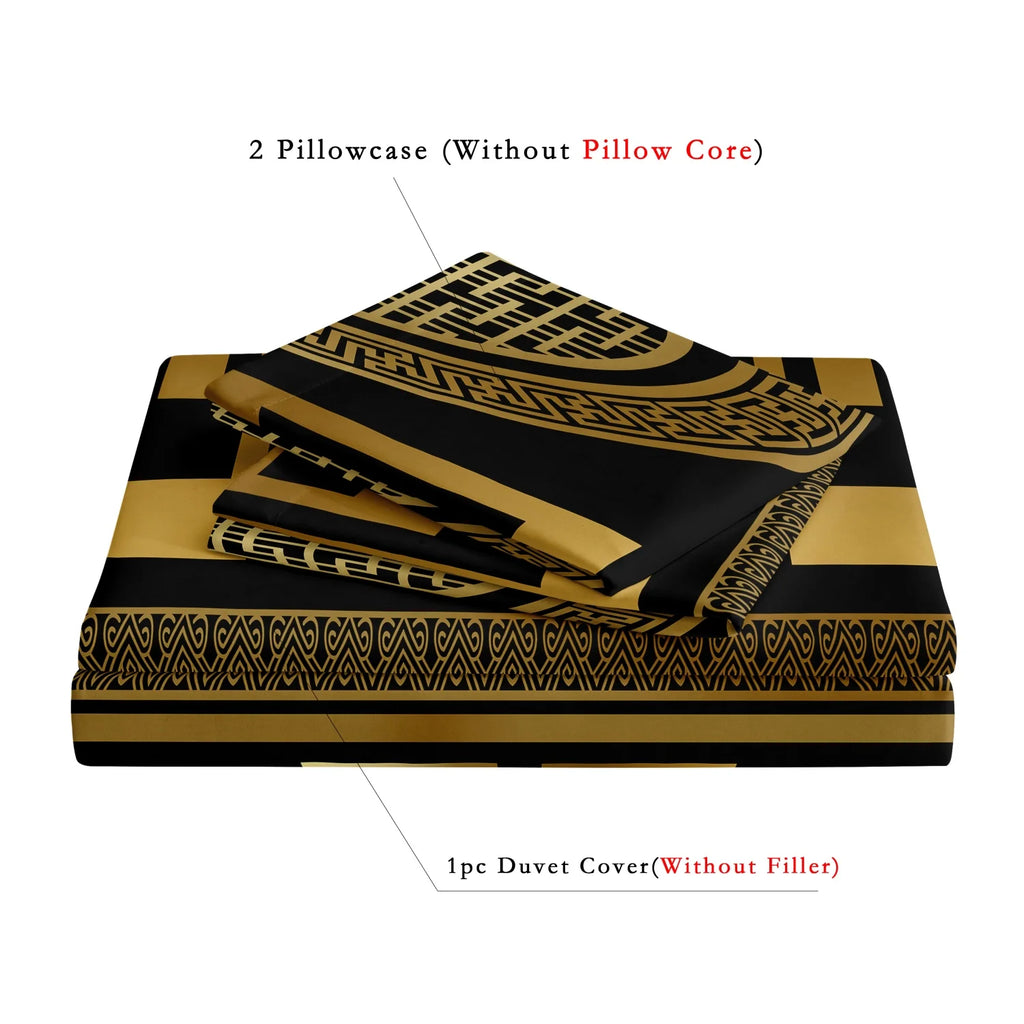 3pcs Set Luxury Baroque Geometric Duvet Cover Set Suitable For Bedroom Hotel Inn School Dormitory Can Be Used As Holiday Gifts