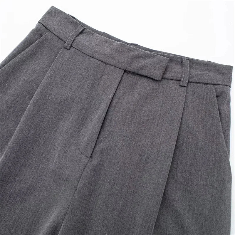 MUJER 2025 Women's Pants Beige Grey Black Wide Leg Pants Women High Waist Baggy Pants Woman Fashion Summer Office Trousers