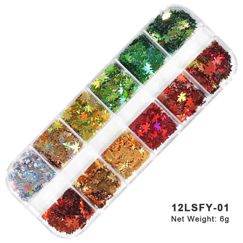 Holographic Sweet Love Heart Nail Art Glitter Sequins Shining Laser Fluorescence Star Butterfly 3D Nails Decorations Accessories