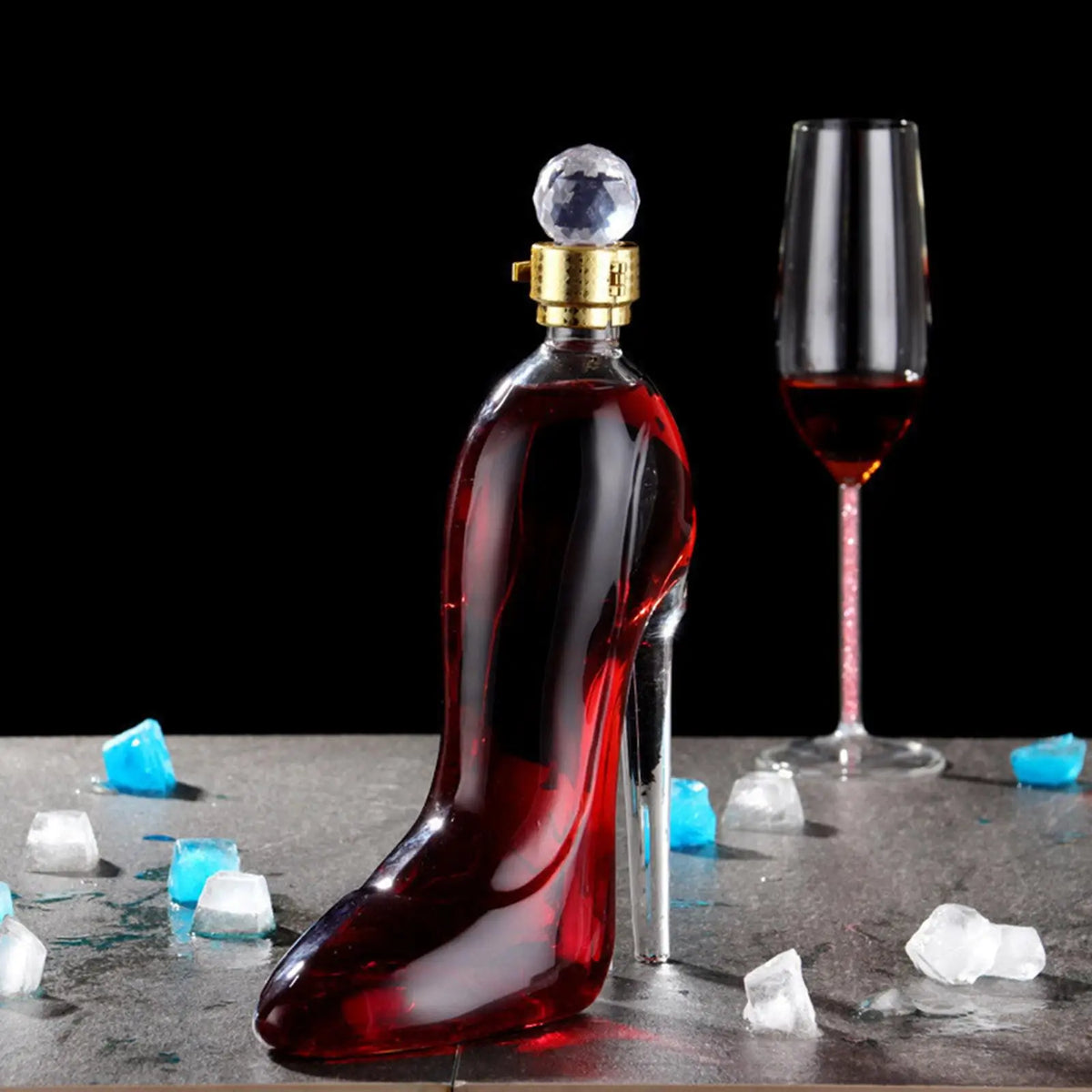 Novelty High-heeled Shoes Shape Whisky Decanter Luxurious Crystal Free Glass Merlot Bottle Dispenser