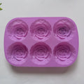 1pc 6 Hole Silicone Rose Cake Mold Rose Soap Molds Non-Stick Handmade Candle Mould Muffin Candy DIY Baking Tray Jelly Tool