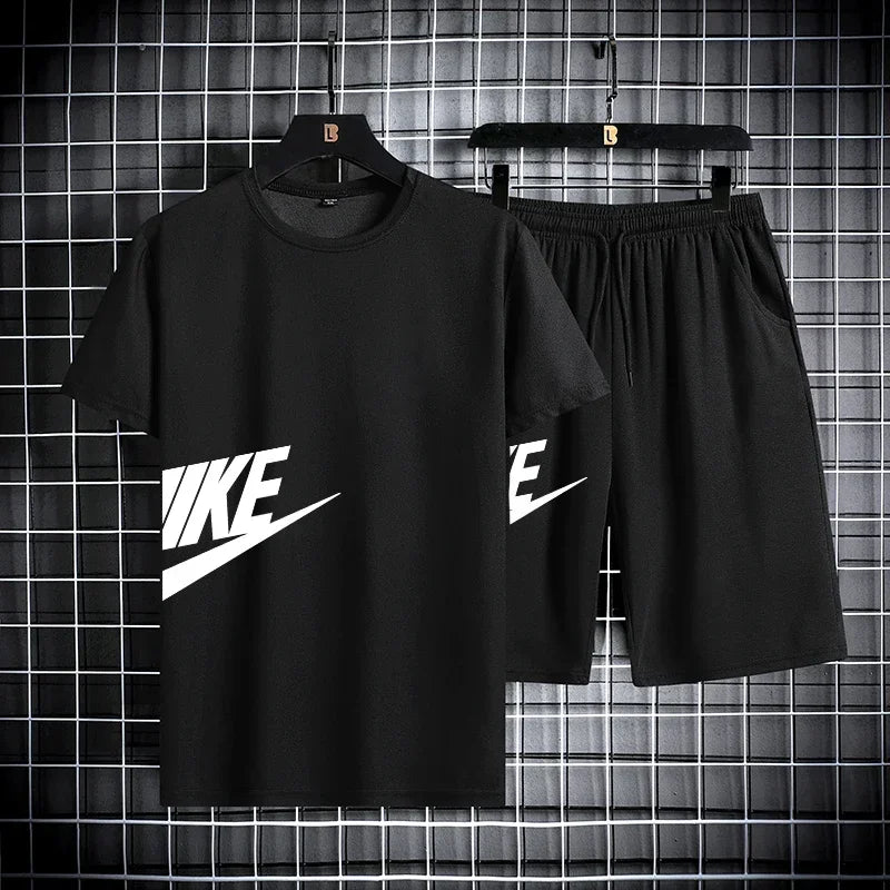 2026 New Fashion Casual Trend Men's Sportswear Set - Short-sleeved T-shirt and Summer Outdoor Sports Shorts Set, Running Set, Tw