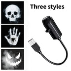 LED Projector Light Halloween Ghost Skull Night Light Switchable Pattern USB Projector Lamp for Room Ceiling Window Wall Decor