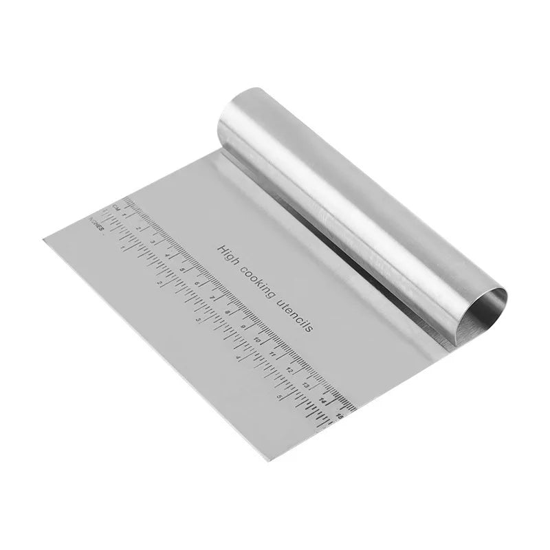 1PC Stainless Steel Dough Pastry Scraper Pizza Cutter Chopper with Measuring Scale Multipurpose Cake Bread Separator Scale Knife