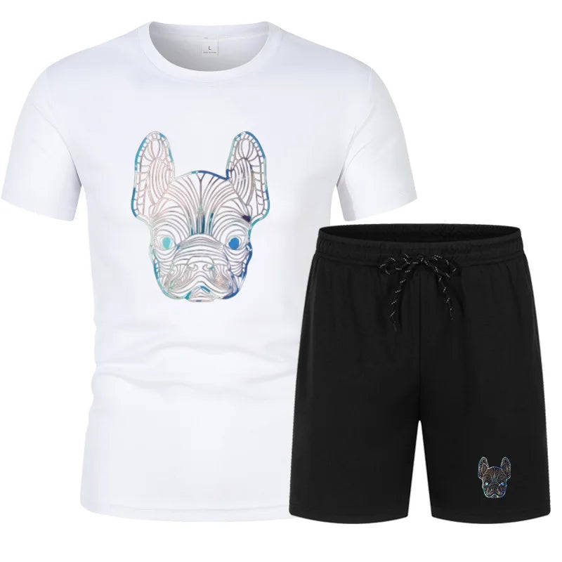 Men's Summer Breathable Mesh Running and Soccer Sportswear Two-Piece Set, Casual Fitness Brand Set, Lightweight, Quick-Drying, S