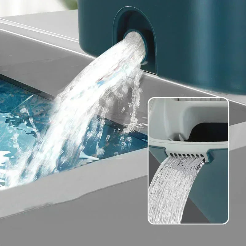 Self-washing Flat Floor Mop and Bucket Set Kitchen Household Cleaning Tool Microfiber Wiper Magic Extendable Wet Dry Daily Use