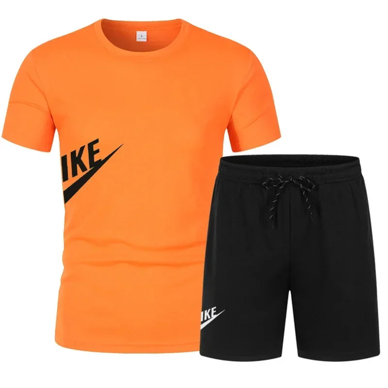Men's summer T-shirt and shorts set, men's breathable sportswear set, casual and fashionable short-sleeved T-shirt set