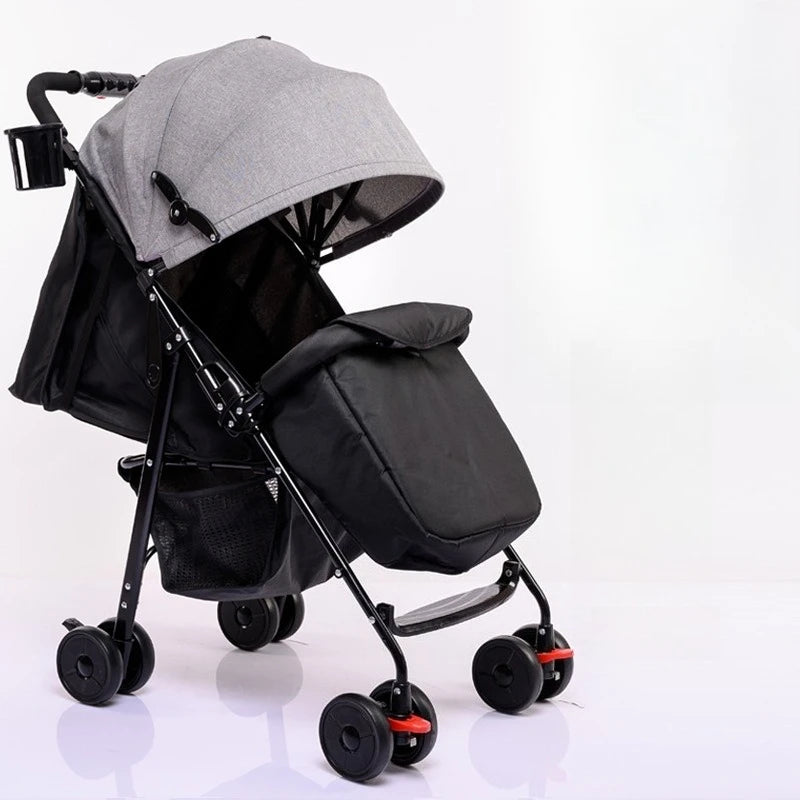 Foldable and Lightweight Baby Stroller for Sitting and Lying, Shock-absorbing and Brake-resistant for All Seasons