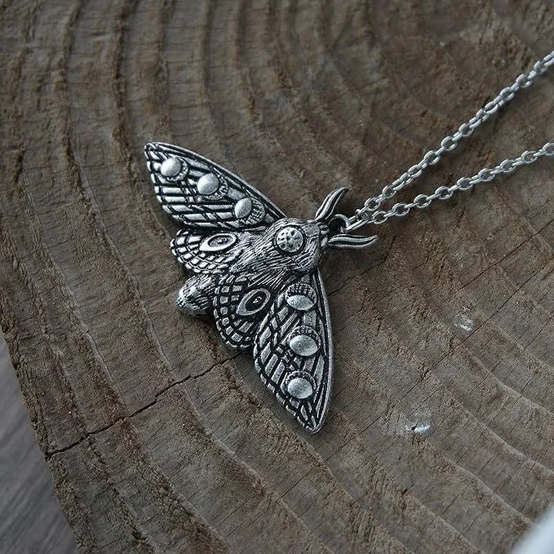 Vintage Moth necklace, Gothic jewelry, witch accessories, Insects, butterfly, Pagan, alternative, Moth Charm, Choker For Women