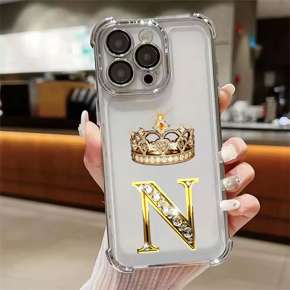 K W N F J O Initial Letter Phone Case for iPhone 11 13 15 16 17 Pro Max 14 Plus 17Air 16E 13 Pro 12 Mini 17Pro Soft Clear Cover