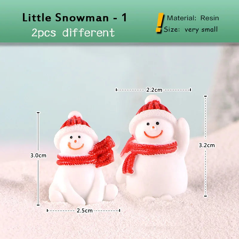 New Christmas Deer Santa Claus Sled Tree Snowman Figurine Doll House Home Decor Miniature Garden Decoration Accessories Modern