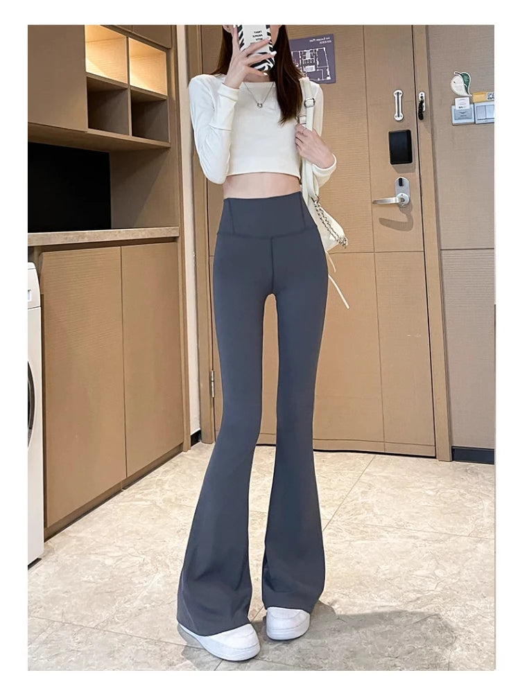 Shark Flared Pants for Women High Waist Skinny Black Casual Spring Autumn 2025 Dance Yoga Micro-Pull