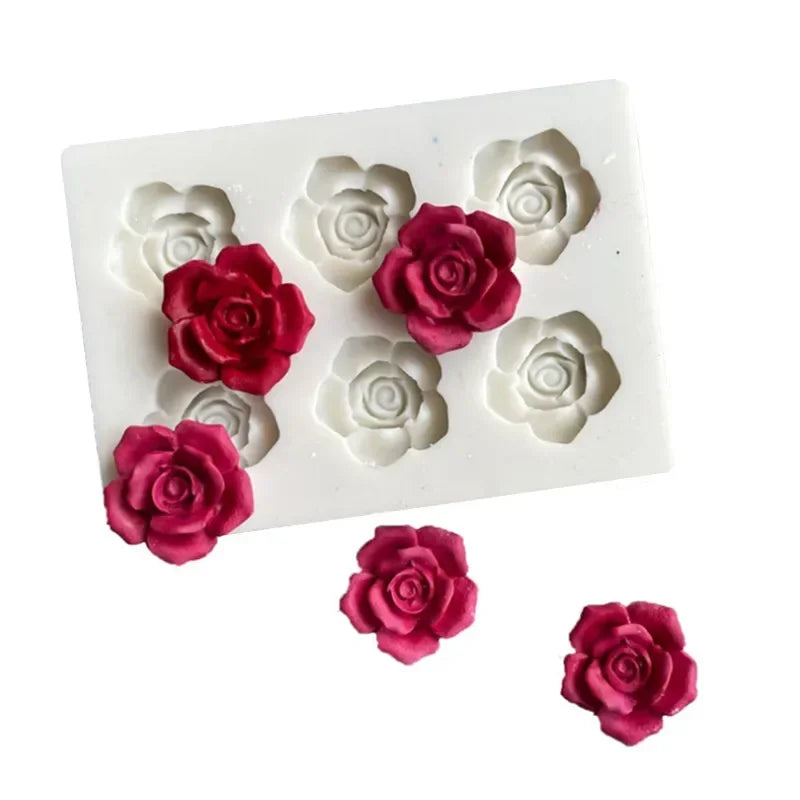 1pc Rose Silicone Mold Chocolate Pudding Jelly Fondant Mold Clay Plaster Resin Craft Mold Diy Baking Tools