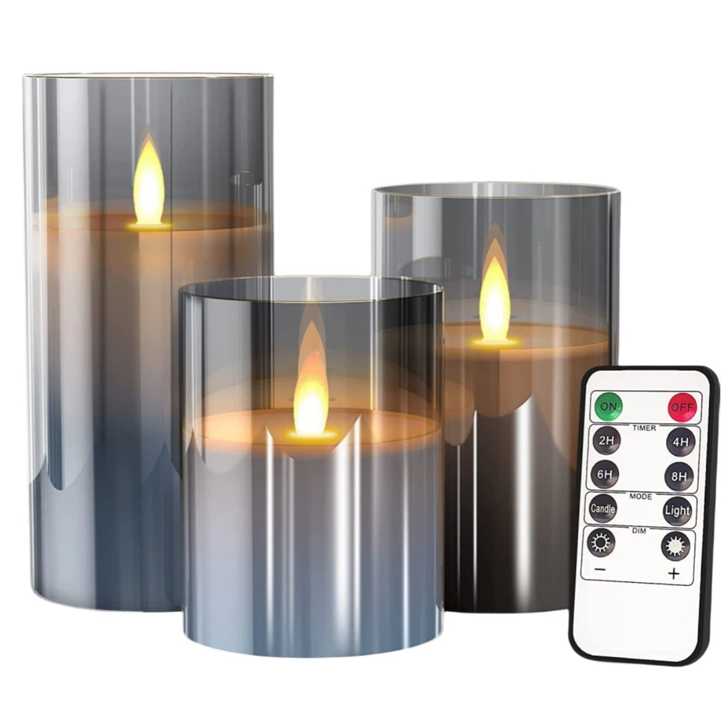 3Pcs Flameless LED Candles Light Kits With Remote Control Romantic Flickering Wick Candles Set Lamp For Christmas Wedding Party