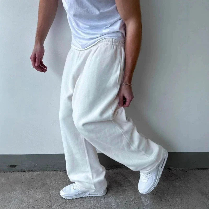 autumn winter man/woman Jogging Straight Sweatpants Street Style wide leg pants Casual Solid colors versatile Loose Men's