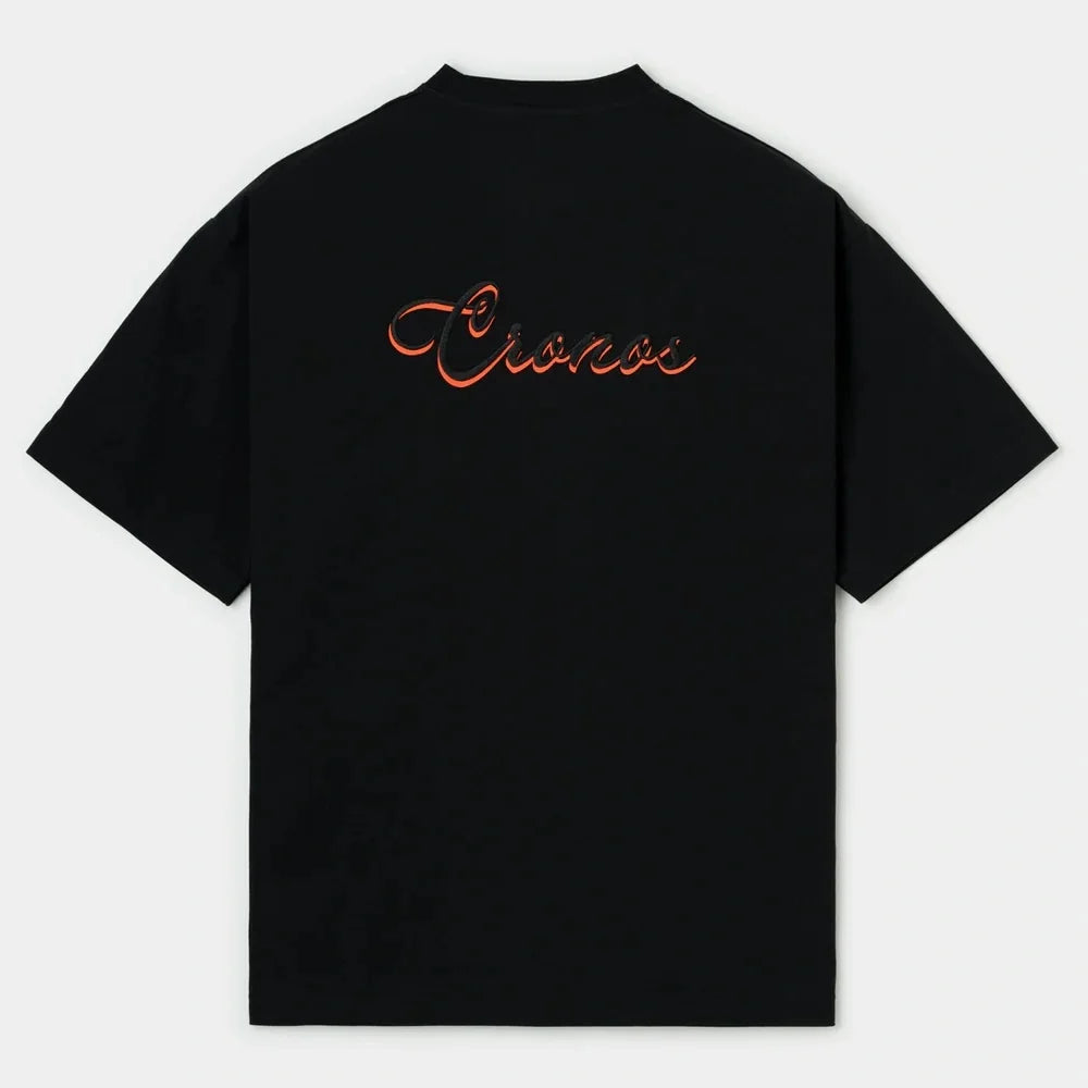 CRONOS 2025 Summer Japanese-style Printed Logo American Retro Men T-shirt Fitness Sports Loose Cotton Short Sleeve Tees Tops
