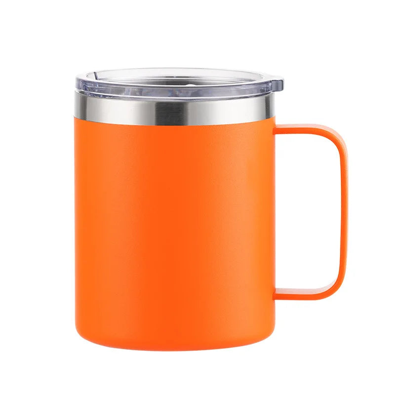 Custom Logo Name Stainless Steel Insulated Coffee Mug Tumbler with Handle 12 oz 360ml Tumbler Cup with Lid for Hot & Cold Drinks