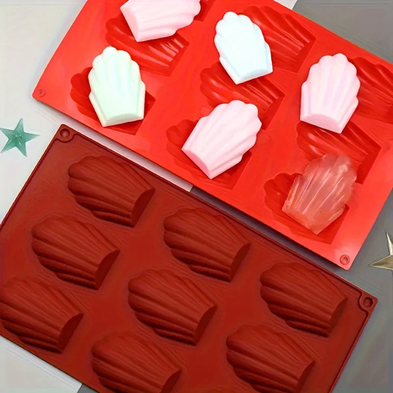 Silicone Madeleine Shell Baking Mold, 9-Cavity, DIY Biscuit, Jelly, Pudding, Cake Mould, Pastry, Aromatherapy