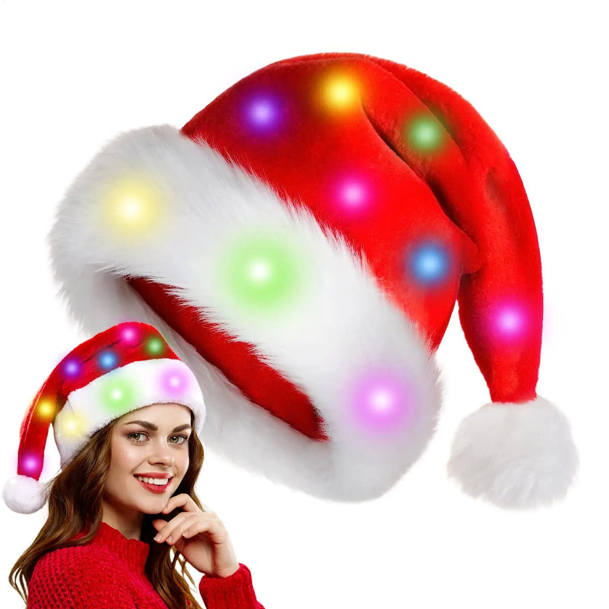 Christmas Hat Merry Christmas LED Light Hat New Year Ligthed Hat Red Santa Claus Hat for Kids Adult Xmas Gift Christmas decor
