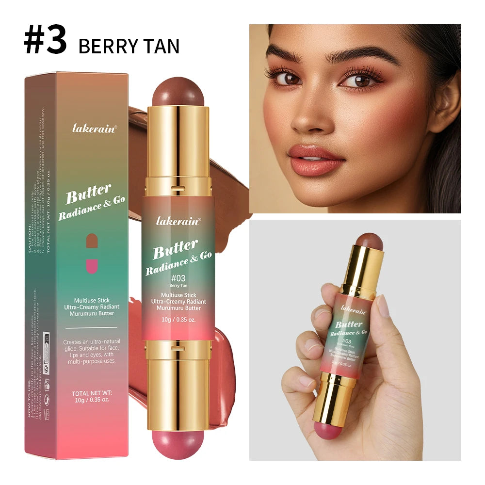 2 IN 1 Multiuse Stick Double Headed Bronzer Blush For Cheeks Eyes Lips Long Lasting Matte Glow Makeup Contouring Stick Makeup