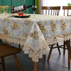 Battilo Rectangular Tablecloth Lace Table Cover Luxury Embroidered Coffee Tablecloths for Dining Tables Home Wedding Decoration