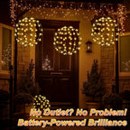 Battery Operated 11.8" Globe String Lights, 2 Pack Warm White Hanging Ball Lights with Remote, 8 Lighting Modes & Auto Timer, IP54 Tree Lights for DIY Floral, Plant & Wedding Decor