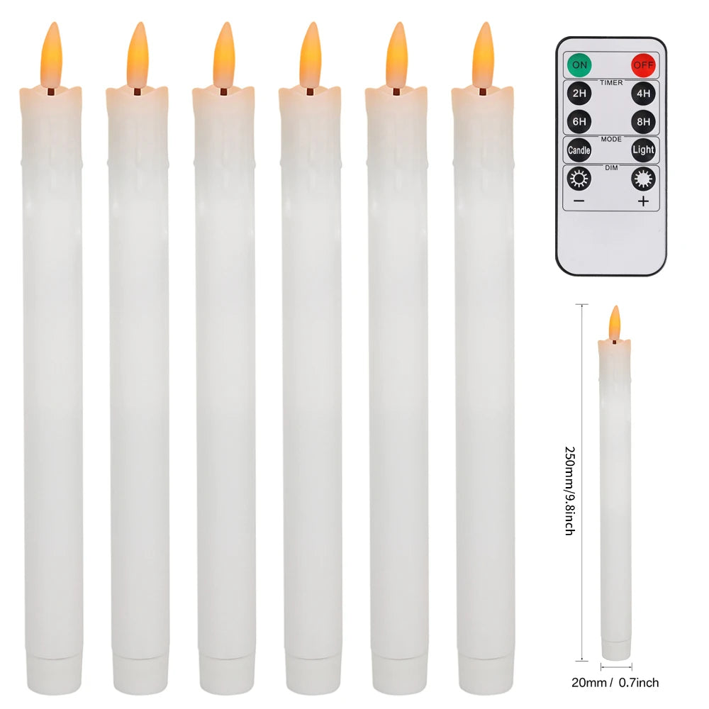 6-12-24Pcs Flameless Taper Candles Battery Operated LED Candle Flickering Candles Faux Candle Halloween Christmas Wedding Decor