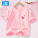 Sweet Heart Print T-Shirt Crew Neck Short Sleeve T-Shirt Casual Every Day Tops, Girls Clothing Fashion Teens Sport Clothes