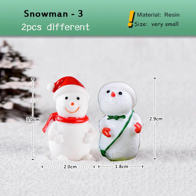 New Christmas Deer Santa Claus Sled Tree Snowman Figurine Doll House Home Decor Miniature Garden Decoration Accessories Modern