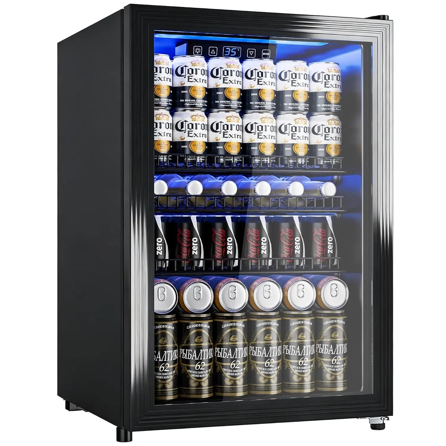 Beverage Refrigerator Cooler-Mini Fridge Freestanding Cooler with Glass Door, Adjustable Shelves & Digital, Customized
