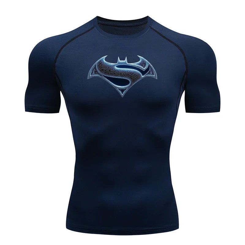 2026 Men's T Shirt Outdoor Training Fitness Gym Jogging Running Sweatshirt Bat/-Man Compression Shirts Tight Elastic Breathable