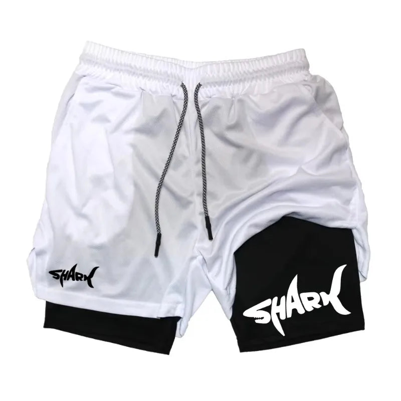 Men's Summer Double-Layer 2-in-1 Shorts for Jogging Exercise Quick Drying Breathable Dry Healthy Fitness Running Pants