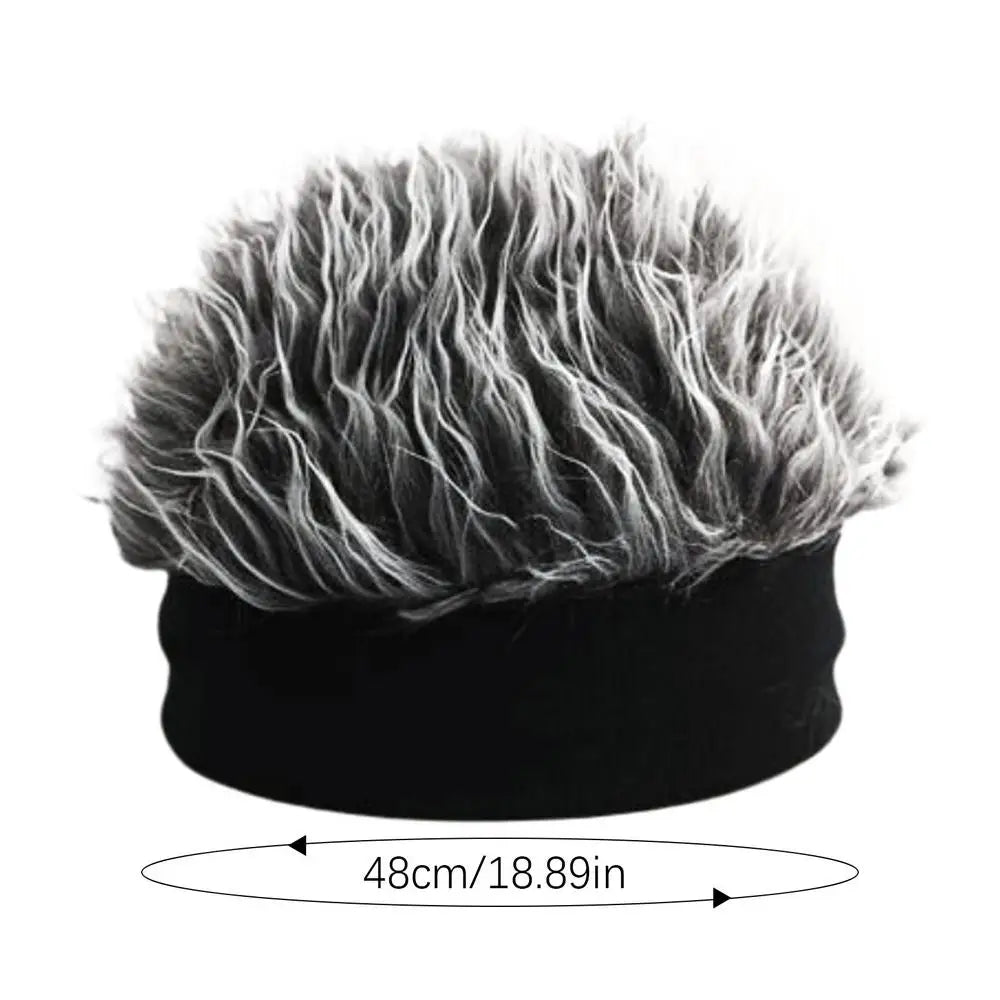 Hat with Wig Knitted Spiked Hairs Realistic Hip Hop Wig Hat Men Women Cold Weather Hats for Daily Wear Party Cosplay