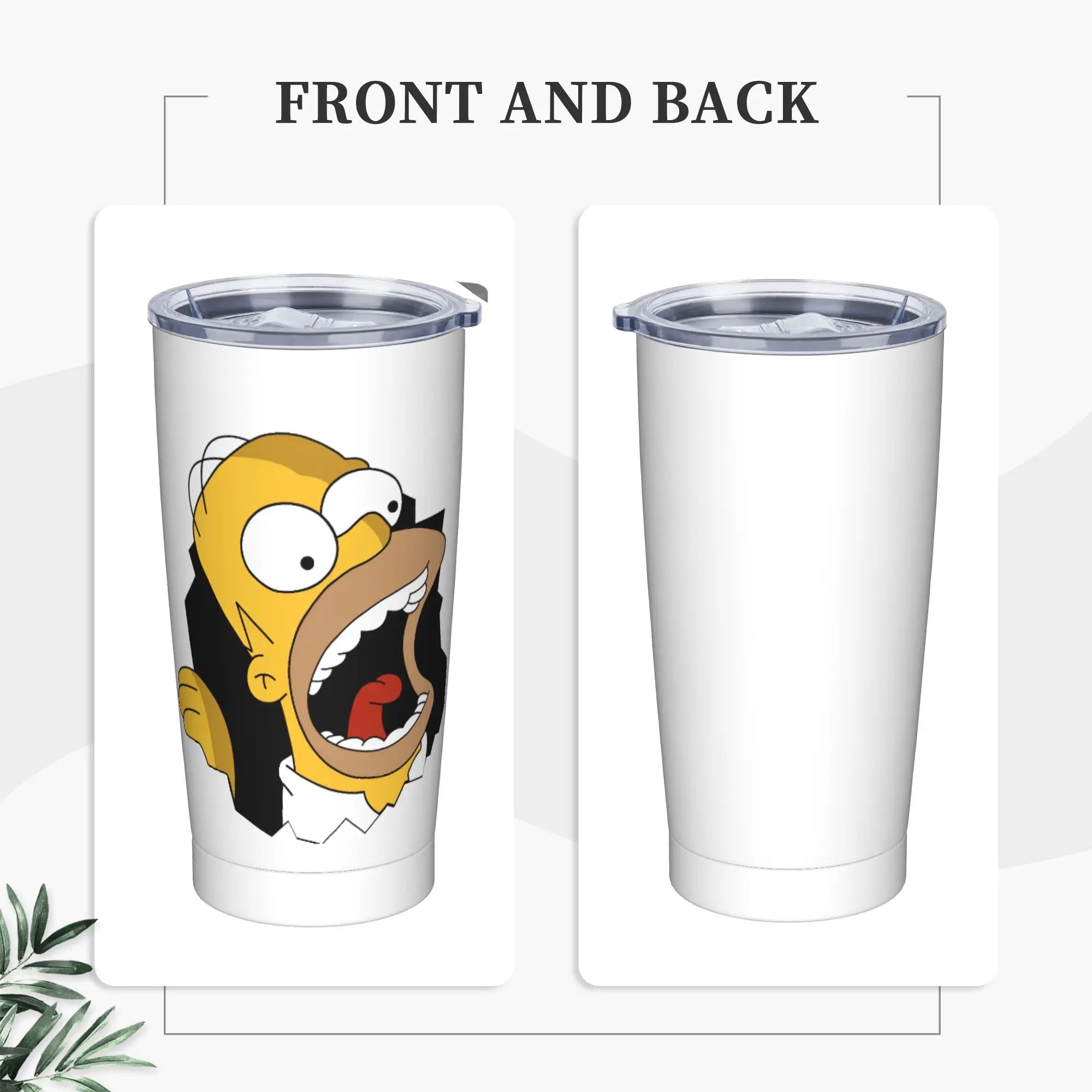 Simpsons Cartoon Tumbler Vacuum Insulated  Thermal Cup with Lid Straw Smoothie Tea Mugs Spill Proof