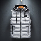 Brand Mens Jacket Sleeveless Vest Hooded Fashion Casual Coats Male Cotton-Padded Men's Vest Men Zipper Waistcoats Plus size 6XL