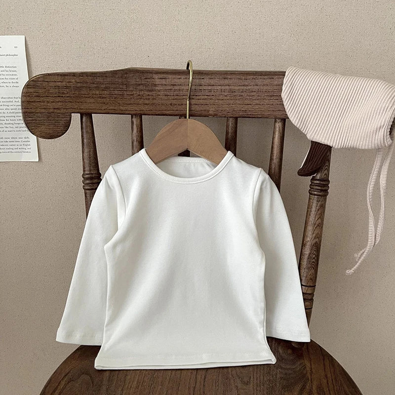 2026 Spring Newborn Baby Boys Girls Cotton T-shirt Clothes Toddler Crewneck Long Sleeve Solid Casual Autumn Tops Tees 3-36Months