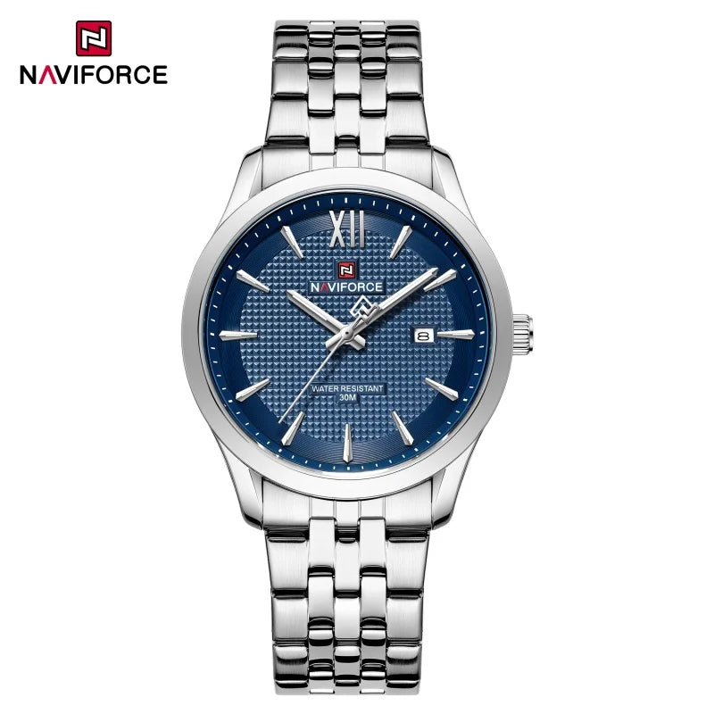 New Style NAVIFORCE Men's Stainless Steel Band Date Calendar Feature for Active Luxury Sports Watch 30m Waterproof Male Gifts