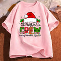 Christmas Crew Santa Hat Holly Snowflake Quote Art Print Graphic Womens T Shirt Short Sleeve Crew Neck Casual Ladies Tee Tops