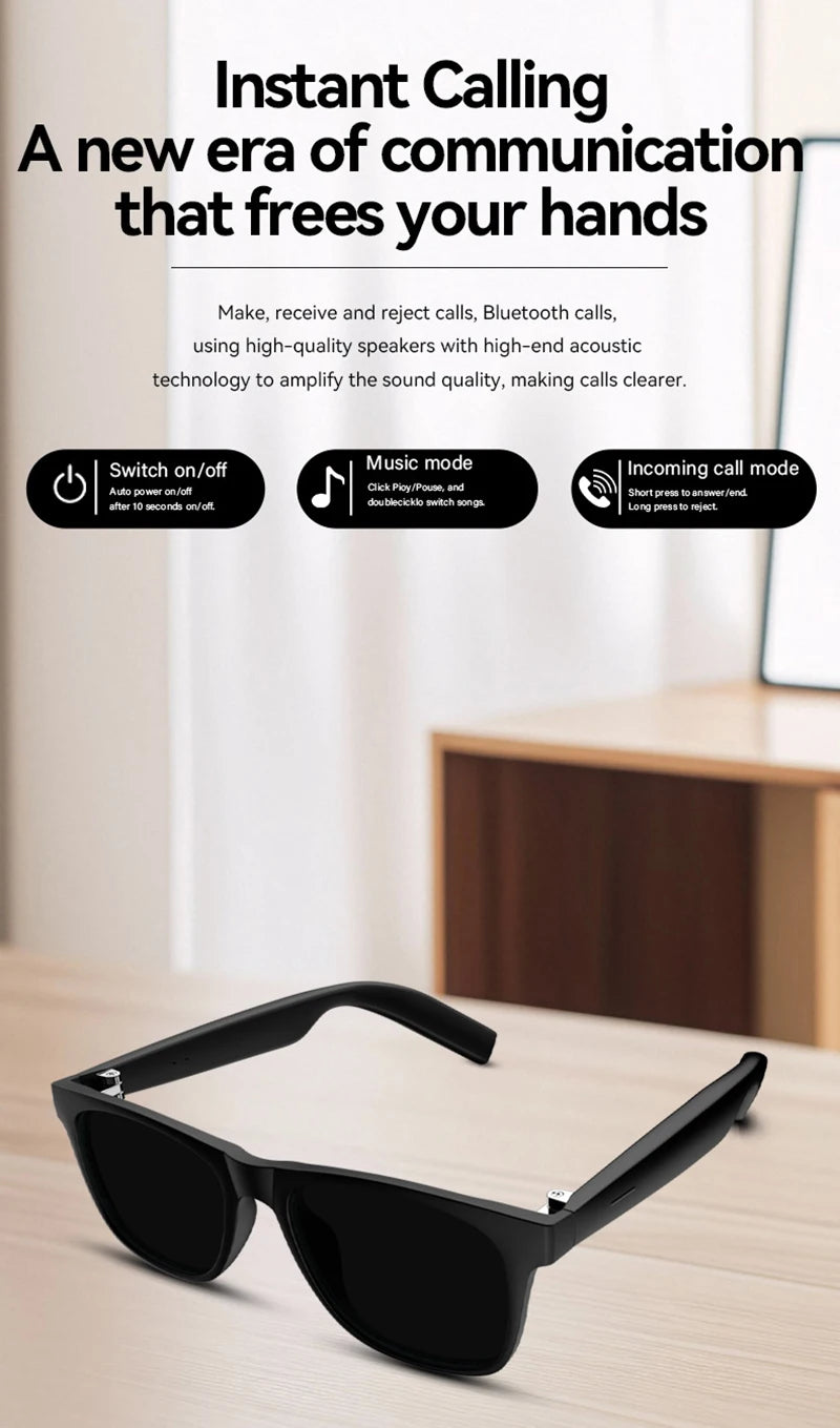 8K Camera AI Smart Glasses Touch Control Photo Recording Translator Voice Assistant Music Wireless Bluetooth Sunglasses