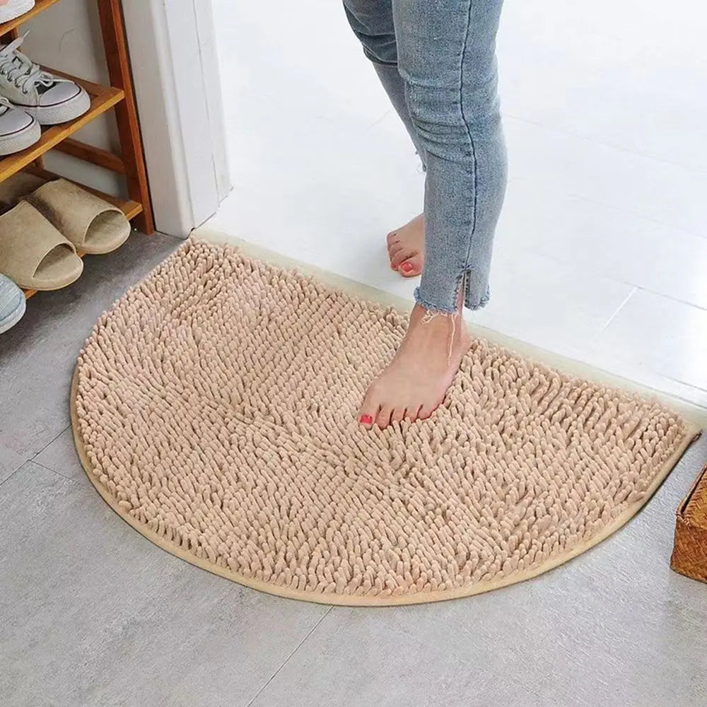 Semicircular Pet Mat Non Slip Water Absorbent Chenille Bath Mat Floor Carpet Shower Rug