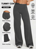 Womens High Waisted Straight Leg Yoga Pants with Tummy Control Pants Wide Leg Hem Summer Lightweight Breathable Workout Leggings