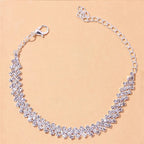 Shining Cubic Zirconia Chain Anklet for Women Fashion Silver Color Ankle Bracelet Barefoot Sandals Foot Jewelry