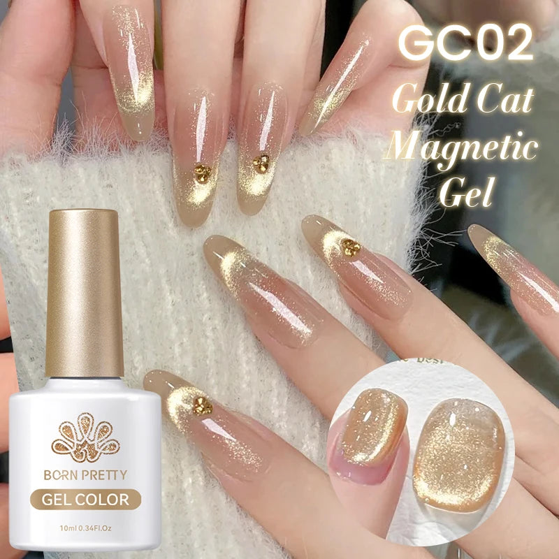 BORN PRETTY 10ml Cat Magnetic Gel Sparkling Semi Permanent Soak Off Manicure UV Gel Nail Art Varnish Autumn Winter Gel Nails