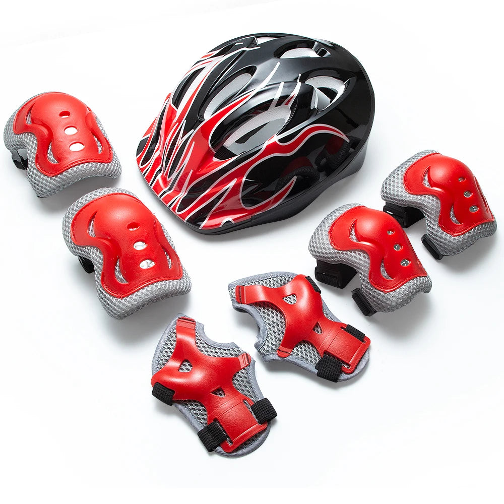 7 Pcs Kids Bike Helmet & Pads Set, Adjustable Protective Gear for Toddler Girls Boys 3-10 Years, for Biking, Skateboard, Scooter