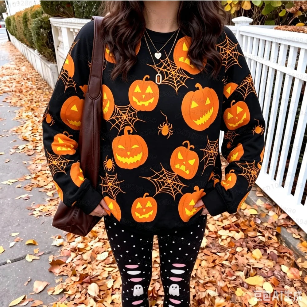 26 Women Winterhalloween Pumpkin Head Bat Funny Hoodie Men Women O Neck 3d Printed Long Sleeve Pullover Sweatshirt Kid Adult Clo